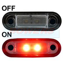 12v/24v Flush Fit Slim Red LED Marker Lamp/Light Ideal For Truck & Van Bars
